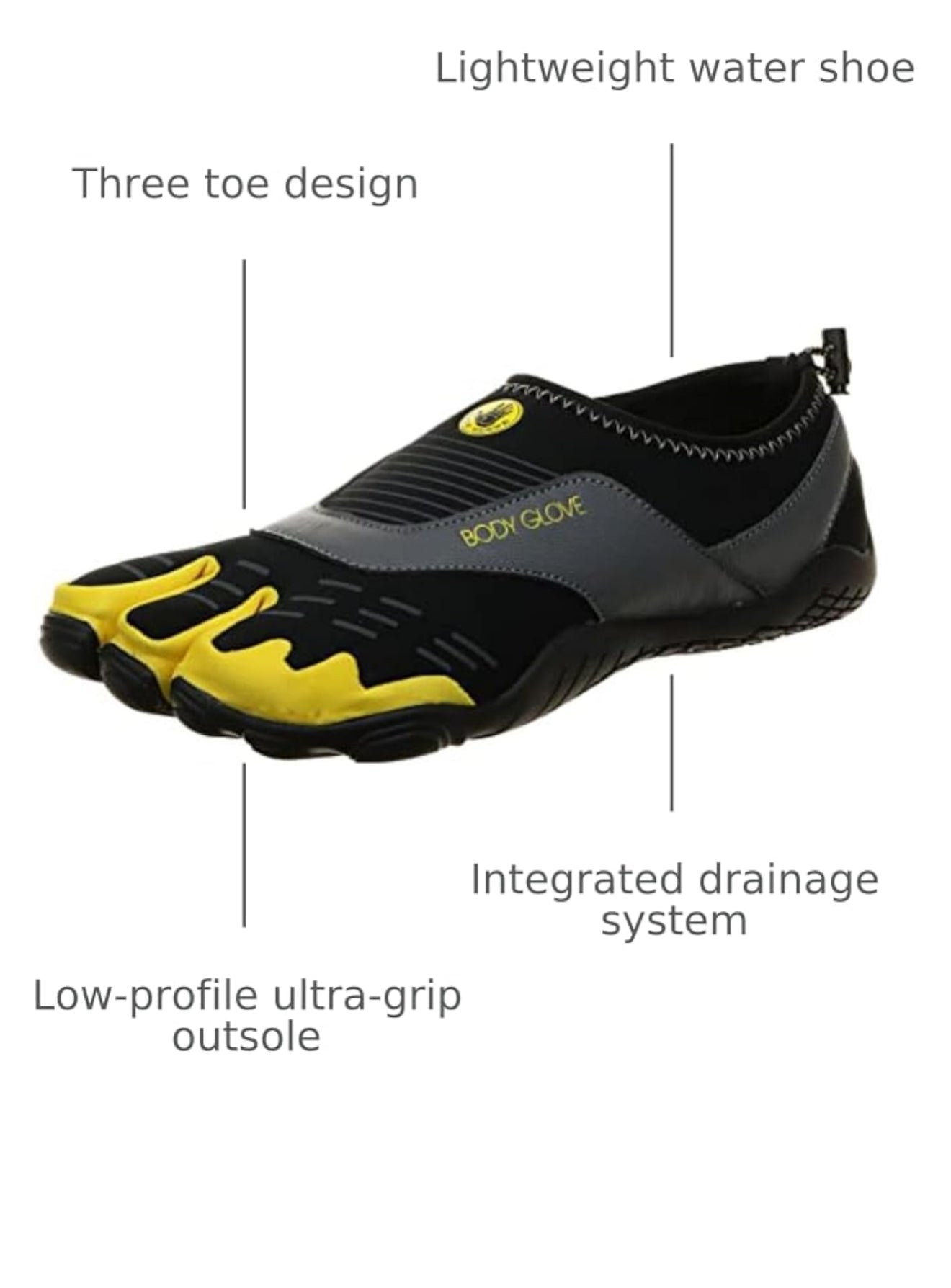 Body Glove 3T Black/Yellow Men Size 10