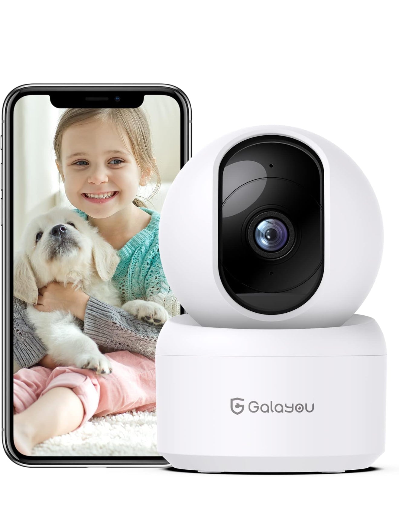 GALAYOU Indoor Security Camera 2K, Pet Camera, 360 Degree WiFi Home Security Camera