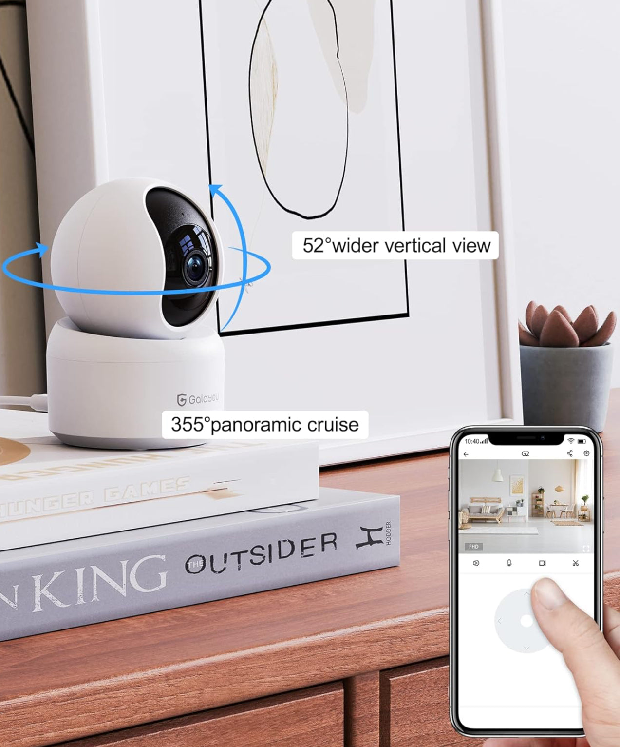 GALAYOU Indoor Security Camera 2K, Pet Camera, 360 Degree WiFi Home Security Camera