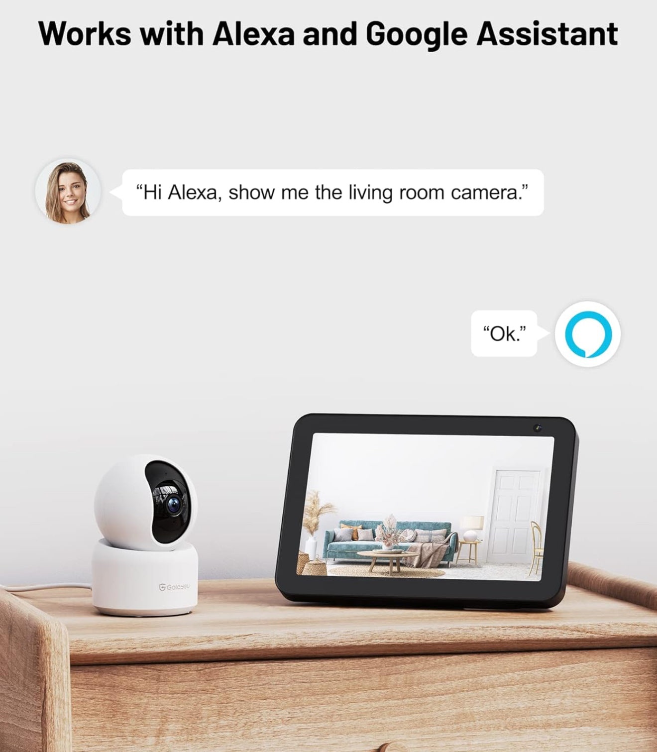 GALAYOU Indoor Security Camera 2K, Pet Camera, 360 Degree WiFi Home Security Camera