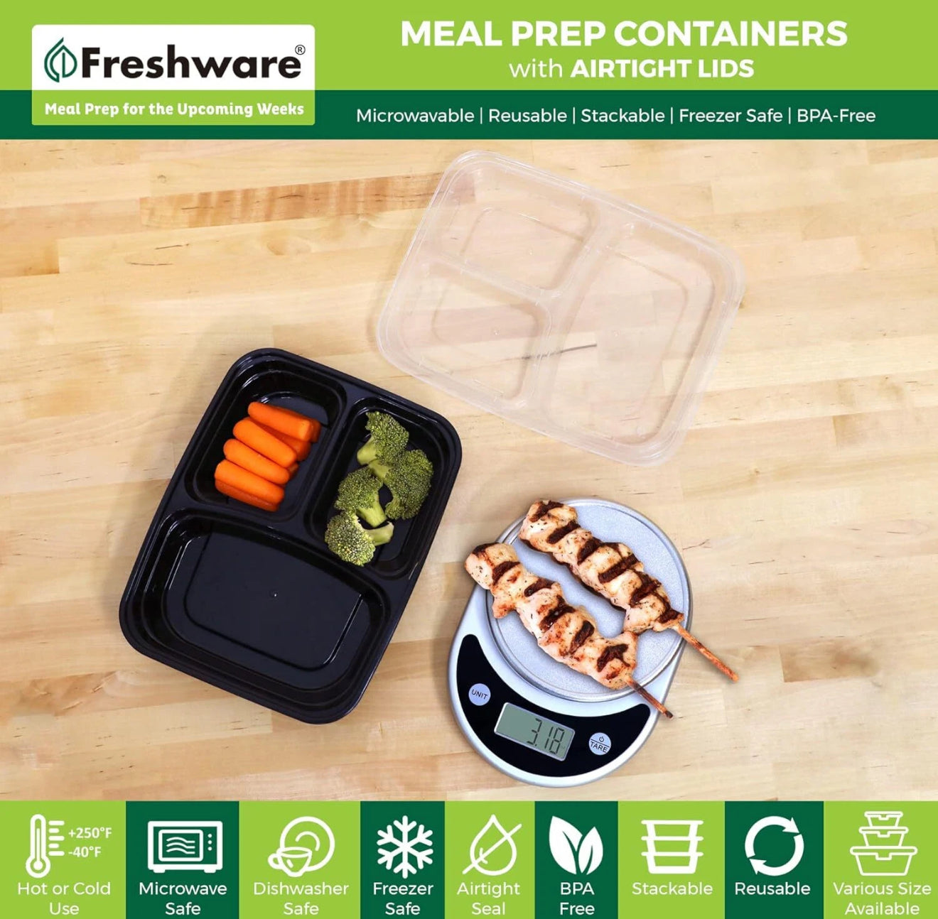Freshware Meal Prep Containers 21 Count (Pack of 1)