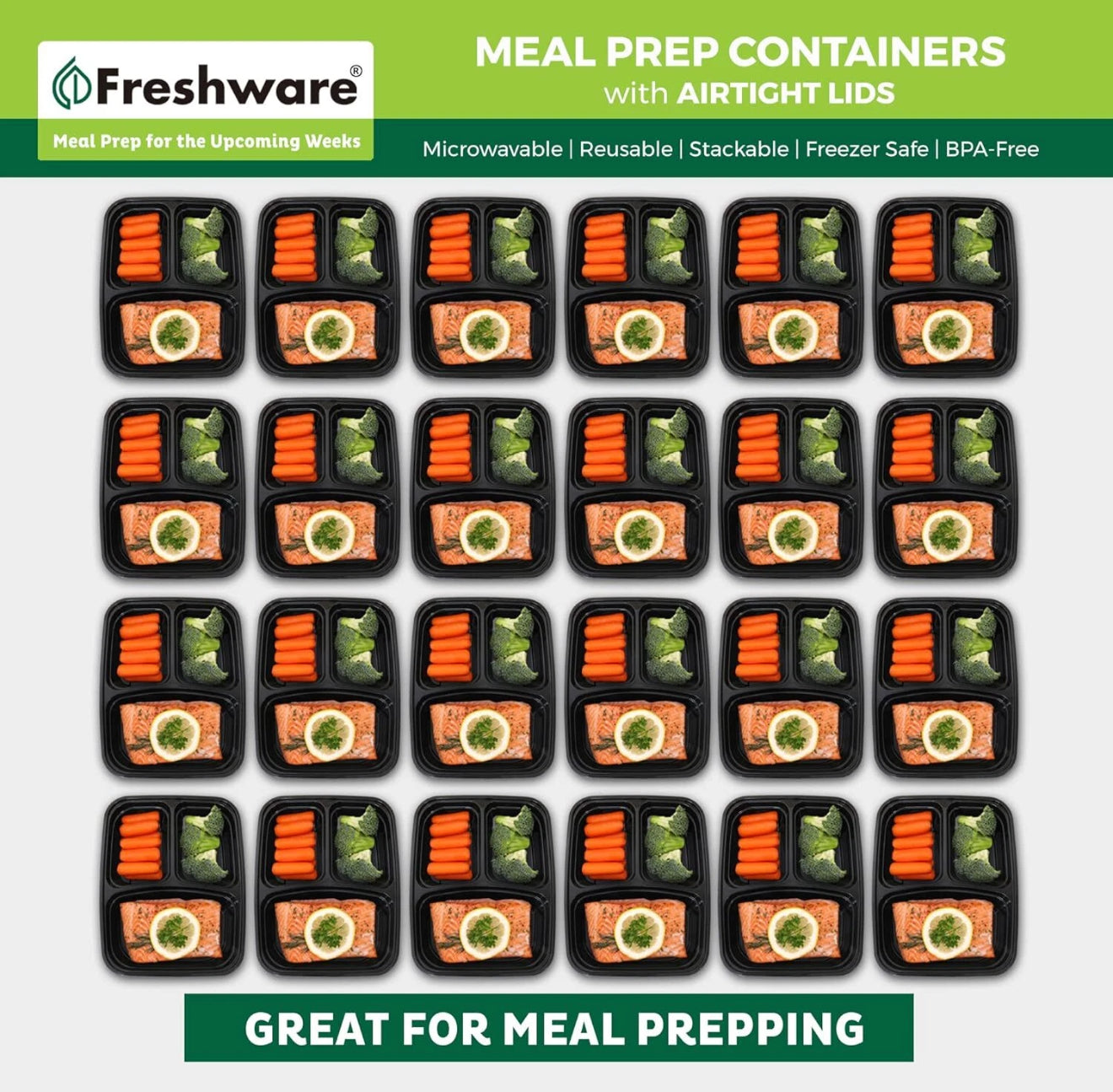 Freshware Meal Prep Containers 21 Count (Pack of 1)
