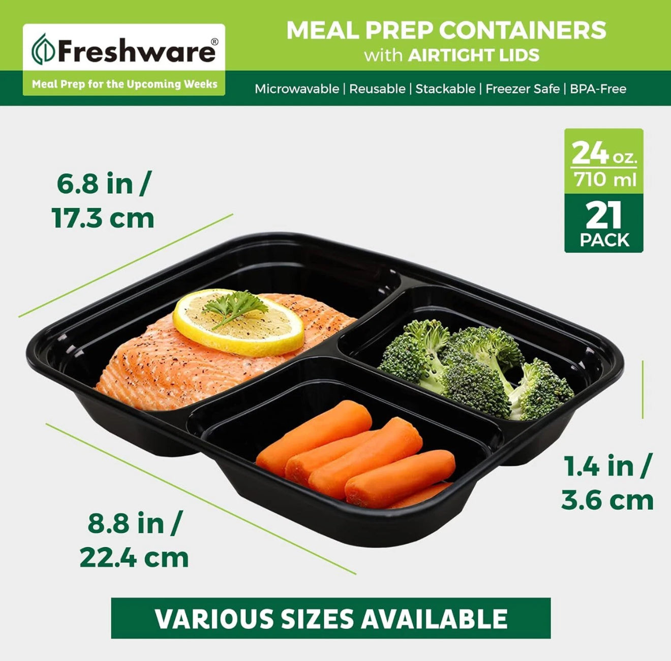 Freshware Meal Prep Containers 21 Count (Pack of 1)