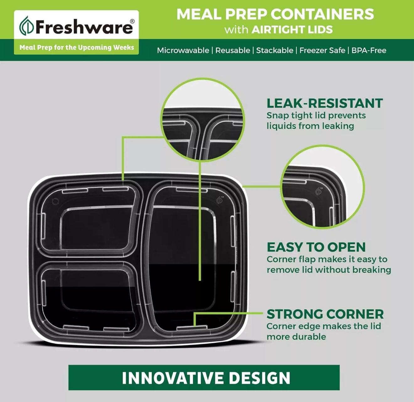 Freshware Meal Prep Containers 21 Count (Pack of 1)