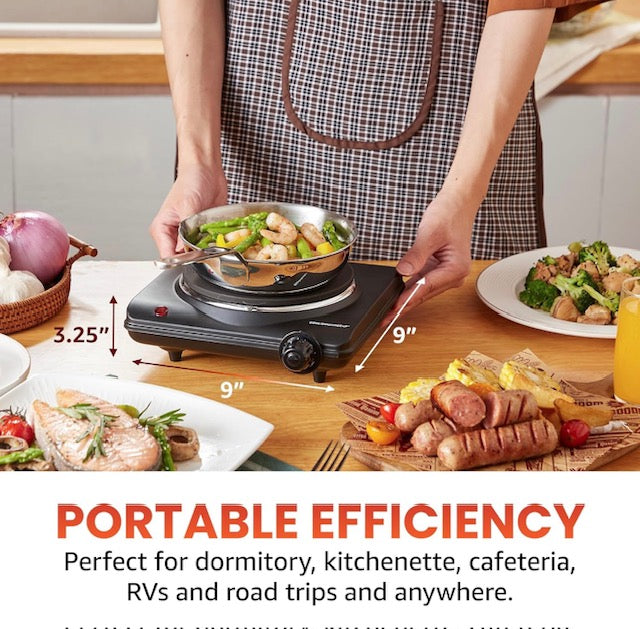 Elite Gourmet Countertop Single Cast Iron Burner